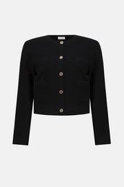 Joseph Ribkoff Knit Crew Neck Jacket Black