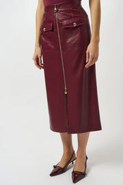 Joseph Ribkoff Leatherette Long Pencil Skirt Merlot