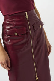 Joseph Ribkoff Leatherette Long Pencil Skirt Merlot