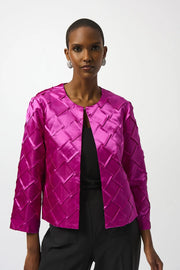Joseph Ribkoff Textured Collarless Jacket Cosmos Pink