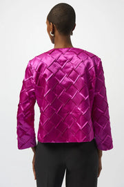 Joseph Ribkoff Textured Collarless Jacket Cosmos Pink