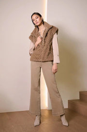 Joseph Ribkoff Jambe Wide Leg Mid-Rise Jeans Fawn