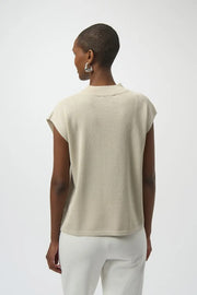 Joseph Ribkoff Knit Top With Rhinestone Detail Birch/Silver