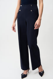 Joseph Ribkoff Wide Leg Pull On Trouser Navy