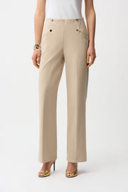 Joseph Ribkoff Wide Leg Pull-On Trouser Parchment