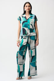 Joseph Ribkoff Geo Print Trousers Green MLT