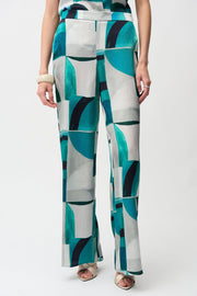 Joseph Ribkoff Geo Print Trousers Green MLT