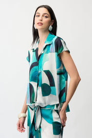 Joseph Ribkoff Geo Print Top Green MLT