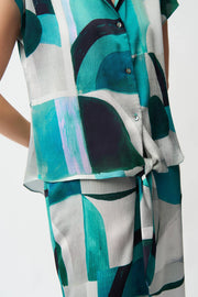 Joseph Ribkoff Geo Print Top Green MLT