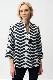 Joseph Ribkoff Geo Print Jacket Off-white/Navy