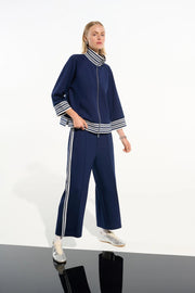 Joseph Ribkoff Jacket With Funnel Collar Navy/Vanilla