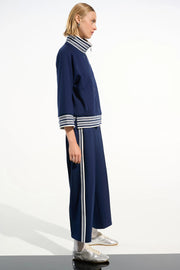 Joseph Ribkoff Jacket With Funnel Collar Navy/Vanilla