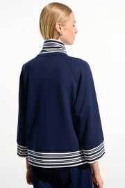 Joseph Ribkoff Jacket With Funnel Collar Navy/Vanilla