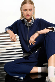 Joseph Ribkoff Jacket With Funnel Collar Navy/Vanilla