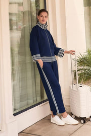 Joseph Ribkoff Jacket With Funnel Collar Navy/Vanilla