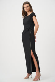 Joseph Ribkoff Black Dress With Rhinestones Piping
