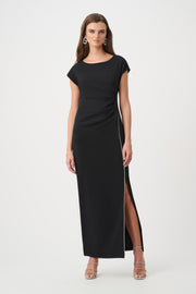 Joseph Ribkoff Black Dress With Rhinestones Piping