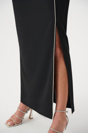 Joseph Ribkoff Black Dress With Rhinestones Piping