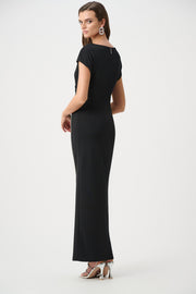 Joseph Ribkoff Black Dress With Rhinestones Piping