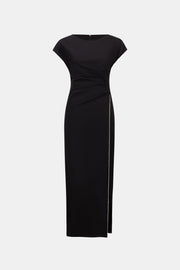 Joseph Ribkoff Black Dress With Rhinestones Piping