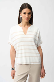 Joseph Ribkoff Striped Knit Top Vanilla/Moonstone