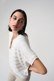 Joseph Ribkoff Striped Knit Top Vanilla/Moonstone
