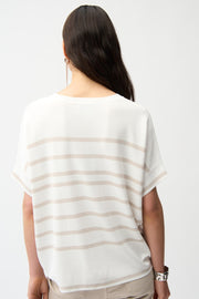 Joseph Ribkoff Striped Knit Top Vanilla/Moonstone