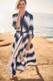 Joseph Ribkoff Striped Shirt Dress Navy/White