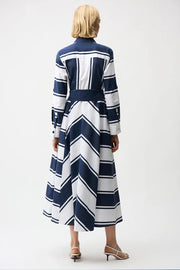 Joseph Ribkoff Striped Shirt Dress Navy/White