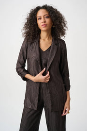 Joseph Ribkoff Pleated Satin Blazer Mocha