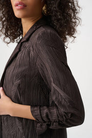 Joseph Ribkoff Pleated Satin Blazer Mocha