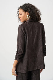 Joseph Ribkoff Pleated Satin Blazer Mocha