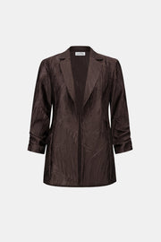 Joseph Ribkoff Pleated Satin Blazer Mocha