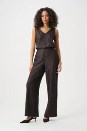 Joseph Rikboff Pleated Satin Top Mocha