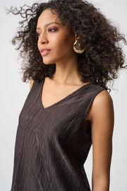 Joseph Rikboff Pleated Satin Top Mocha