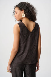 Joseph Rikboff Pleated Satin Top Mocha