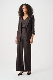 Joseph Rikboff Pleated Satin Top Mocha