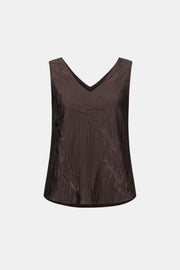Joseph Rikboff Pleated Satin Top Mocha
