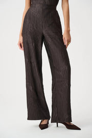 Joseph Ribkoff Pleated Satin Wide Leg Pants Mocha