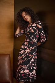 Joseph Ribkoff Wrap Dress Black Multi