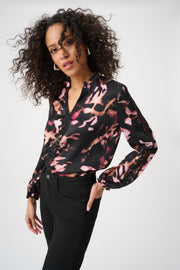Joseph Ribkoff Blouse Abstract Print Black Multi