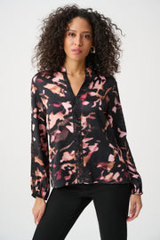 Joseph Ribkoff Blouse Abstract Print Black Multi
