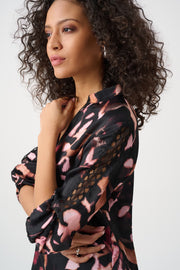 Joseph Ribkoff Blouse Abstract Print Black Multi