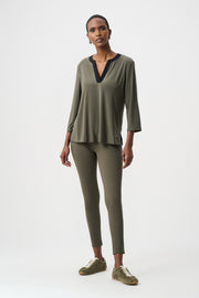 Joseph Ribkoff V-neck Top Avocado/Black