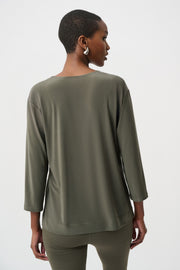 Joseph Ribkoff V-neck Top Avocado/Black