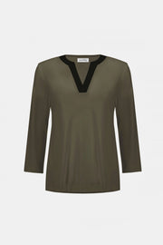 Joseph Ribkoff V-neck Top Avocado/Black