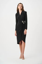 Joseph Ribkoff Sheath Wrap Dress Black