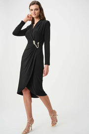 Joseph Ribkoff Sheath Wrap Dress Black