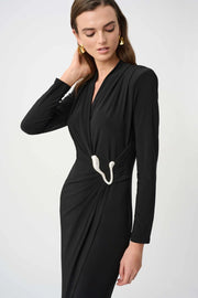 Joseph Ribkoff Sheath Wrap Dress Black
