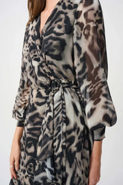 Joseph Ribkoff Wrap Dress Animal Print